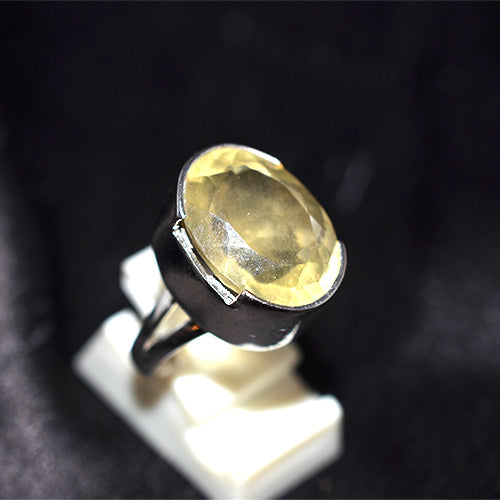 925 Sterling Silver Oval Lemon Quartz Chunky Bezel Ring