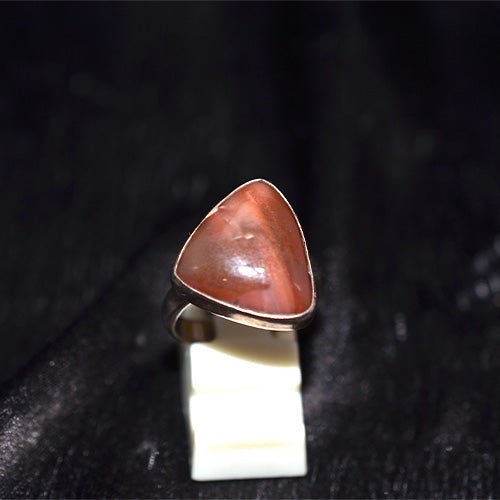 925 Sterling Silver Red Jasper Soft Triangle Ring
