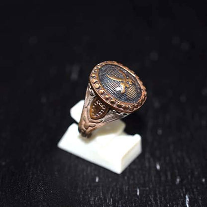 925 Sterling Silver Two-Tone Crossed Swords Motif Signet Ring