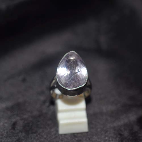 925 Sterling Silver Amethyst Pear Cut Solitaire Ring