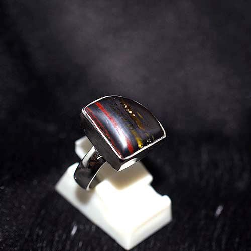 925 Sterling Silver Red Tiger Eye Square Ring