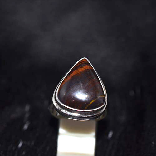925 Sterling Silver Red Tiger Eye Teardrop Ring