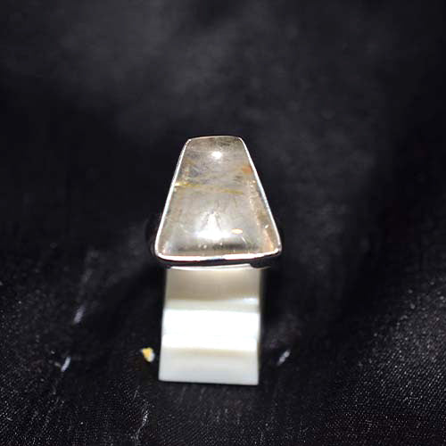 925 Sterling Silver Rutilated Quartz Geometric Ring