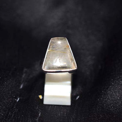 925 Sterling Silver Rutilated Quartz Geometric Ring