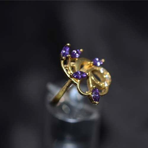 6 Carat Gold Plated Purple Marquise Swirl Ring
