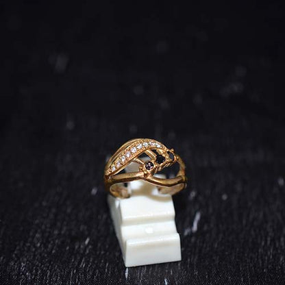 6 Carat Gold Plated Cubic Zirconia Wave Band Ring