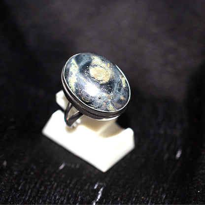 925 Sterling Silver Oval Orbicular Jasper Ring