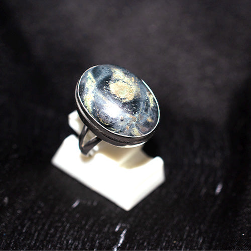 925 Sterling Silver Oval Orbicular Jasper Ring