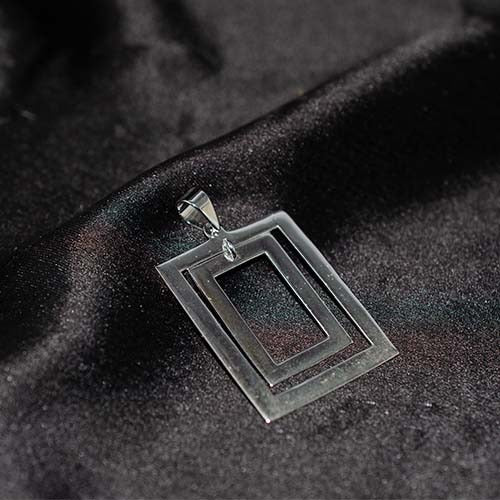 925 Sterling Silver Nested Rectangle Pendant