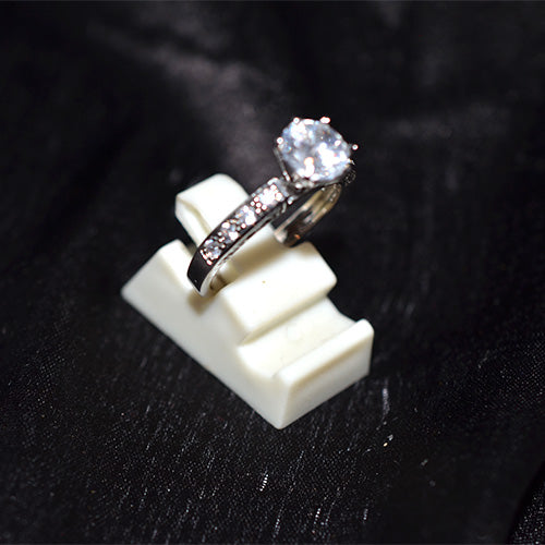 925 Sterling Silver Round Cubic Zirconia Channel Set Engagement Ring