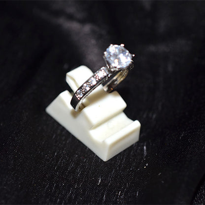 925 Sterling Silver Round Cubic Zirconia Channel Set Engagement Ring