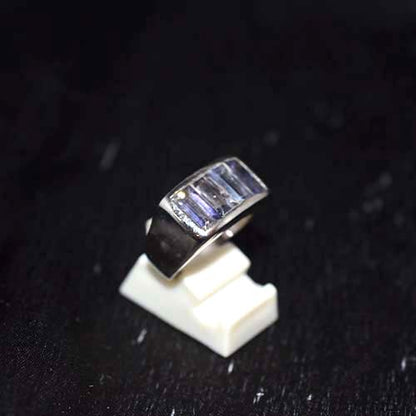 925 Sterling Silver Light Purple Gemstone Quad Rectangle Ring