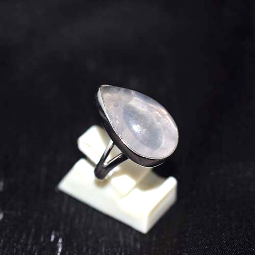 925 Sterling Silver Rose Quartz Teardrop Ring