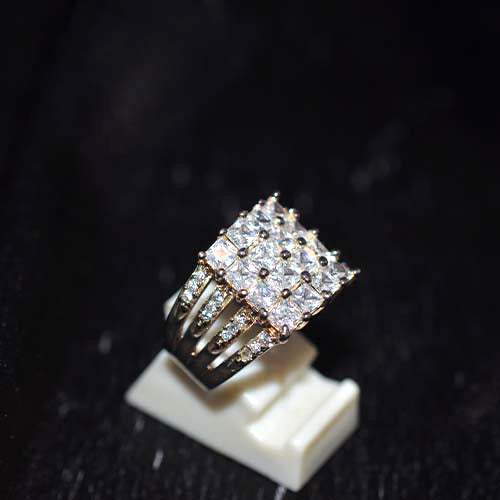 925 Sterling Silver Cubic Zirconia Multi Row Ring