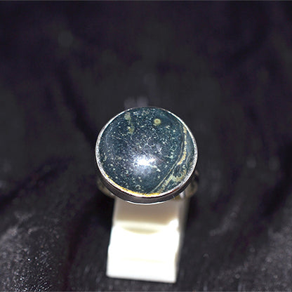 925 Sterling Silver Ocean Jasper Round Ring