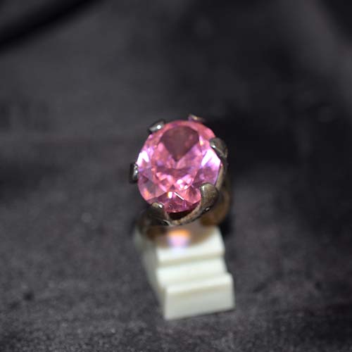 925 Sterling Silver Pink Topaz Prong Set Statement Ring
