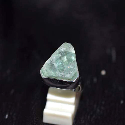 925 Sterling Silver Raw Green Fluorite Ring