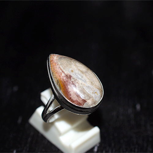 925 Sterling Silver Teardrop Banded Jasper Ring