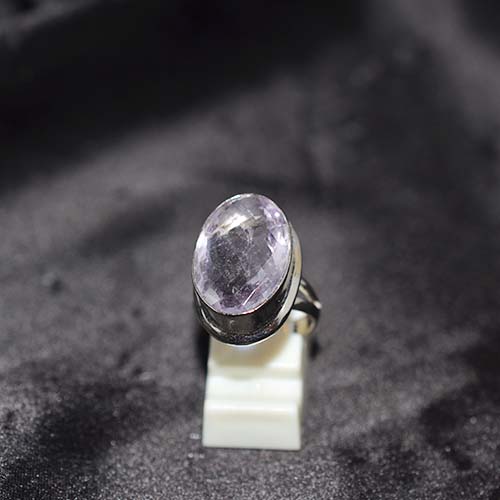 925 Sterling Silver Amethyst Faceted Oval Statement Ring
