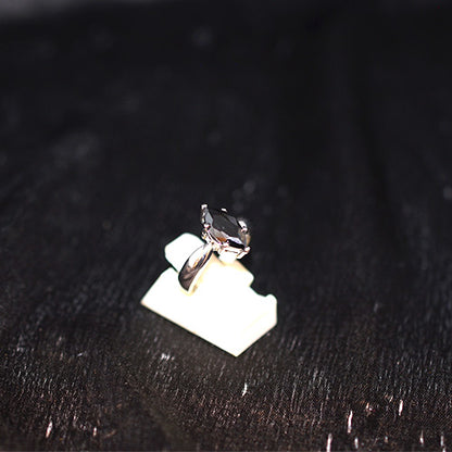 925 Sterling Silver Marquise Black Onyx Solitaire Ring