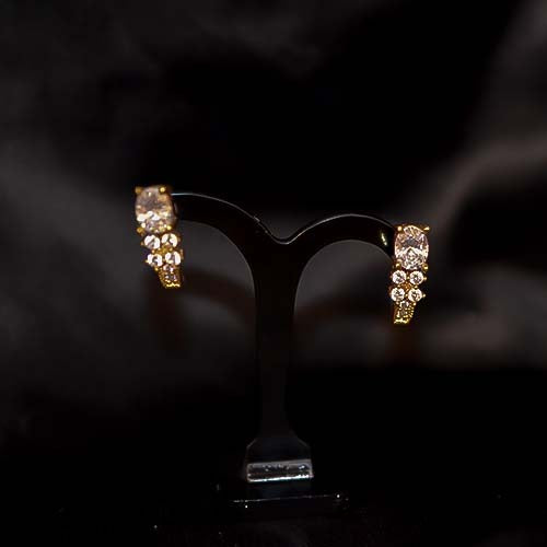 6 Carat Gold Plated Round CZ Studded Hoop Earrings
