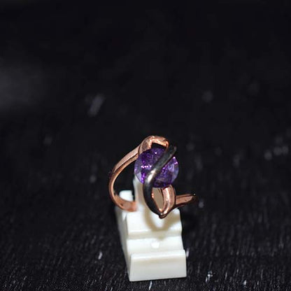 6 Carat Gold Plated Amethyst Double Twist Ring