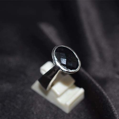 925 Sterling Silver Black Onyx Oval Solitaire Ring