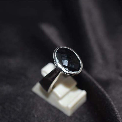925 Sterling Silver Black Onyx Oval Solitaire Ring