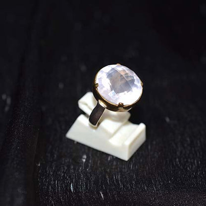 925 Sterling Silver Faceted Moonstone Prong Set Ring