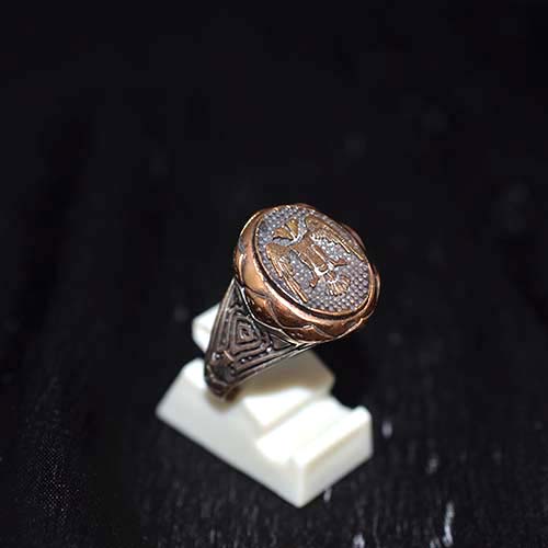925 Sterling Silver Two-Tone Seljuk Eagle Motif Signet Ring