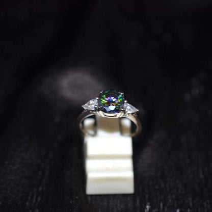 925 Sterling Silver Mystic Topaz Pear Accent Ring