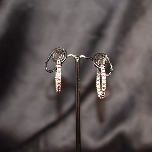 925 Sterling Silver Pink Cubic Zirconia Hoop Earrings