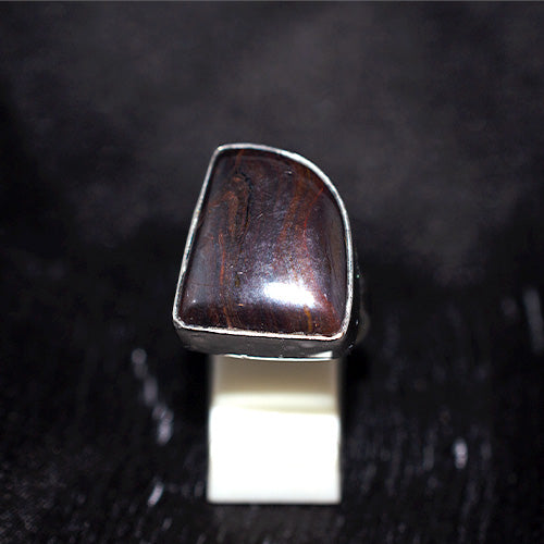 925 Sterling Silver Tiger Iron Shield Ring