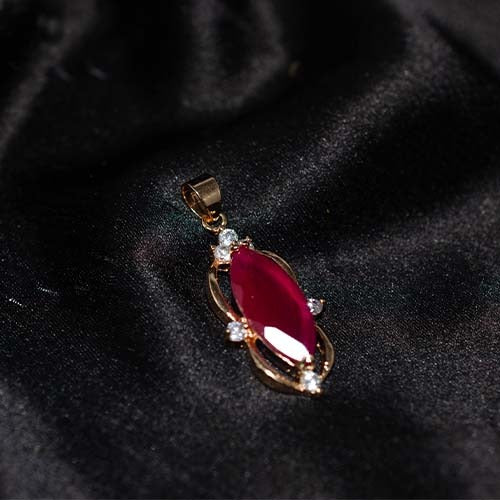 6 Carat Gold Plated Ruby Marquise Pendant
