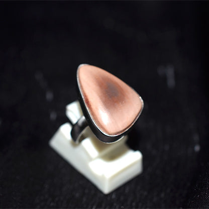 925 Sterling Silver Triangle Peach Jasper Ring