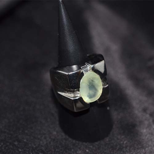 925 Sterling Silver Prehnite Modern Geometric Ring