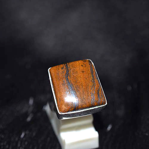 925 Sterling Silver Banded Jasper Square Ring