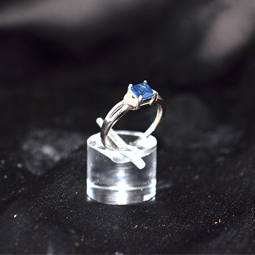 925 Sterling Silver Princess Cut Blue Sapphire Ring