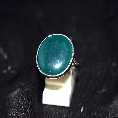 925 Sterling Silver Green Aventurine Classic Oval Ring