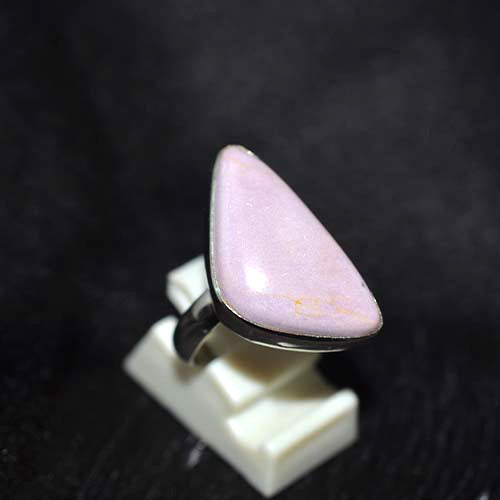 925 Sterling Silver Phosphosiderite Curved Triangle Ring