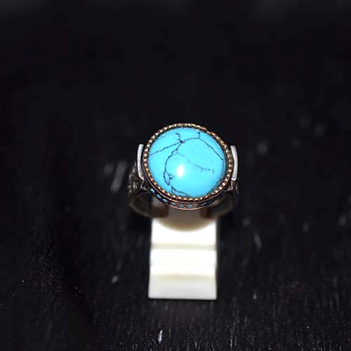 925 Sterling Silver Turquoise Oval Pattern Ring