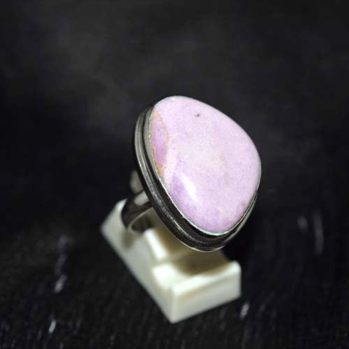 925 Sterling Silver Phosphosiderite Rounded Triangle Double Bezel Ring