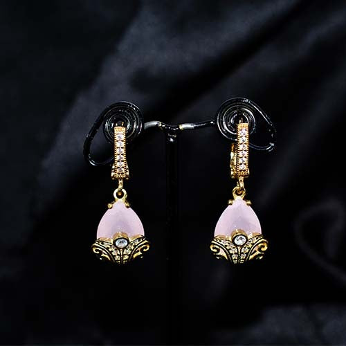 6 Carat Gold Plated Rose Quartz Drop Earrings