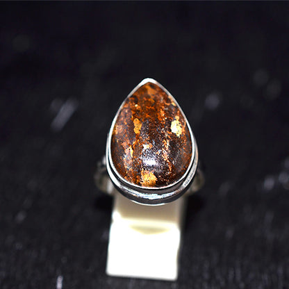 925 Sterling Silver Bronzite Teardrop Ring