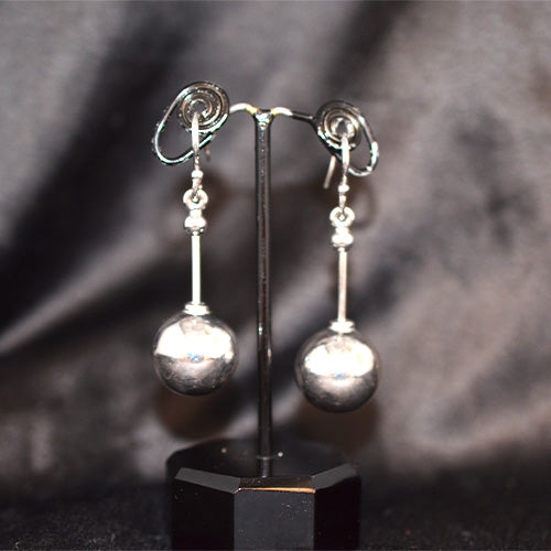 925 Sterling Silver Spiral Hook Ball Drop Earrings