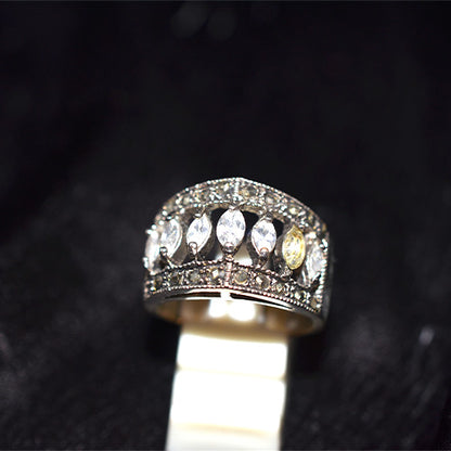 925 Sterling Silver Turkish White CZ Openwork Band Ring