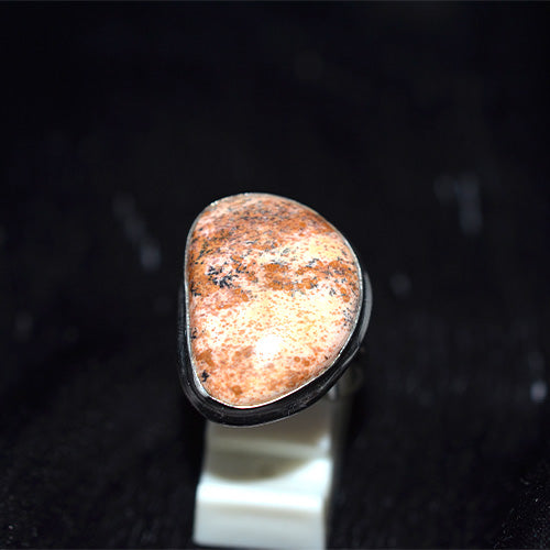 925 Sterling Silver Oval Speckled Jasper Ring