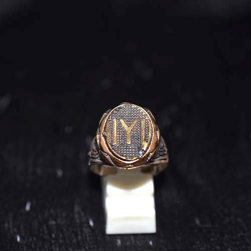 925 Sterling Silver Two-Tone Kayi Tribe IYI Signet Ring with Crescent Accents