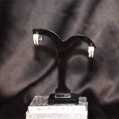 925 Sterling Silver Pave Set Huggie Hoop Earrings