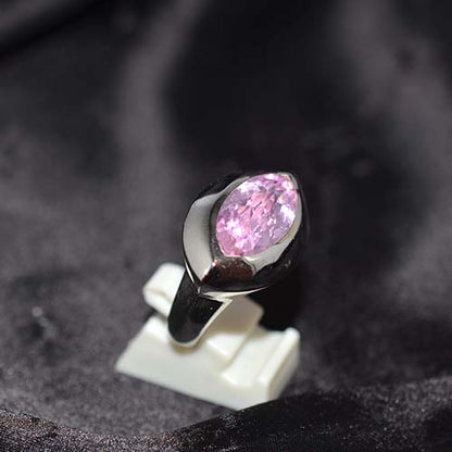 925 Sterling Silver Pink Topaz Marquise Cut Ring